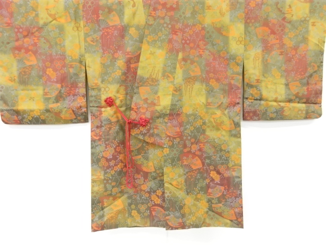JAPANESE KIMONO / VINTAGE OMESHI DOCHUGI / SILK / WOVEN FLOWER ARABESQUE